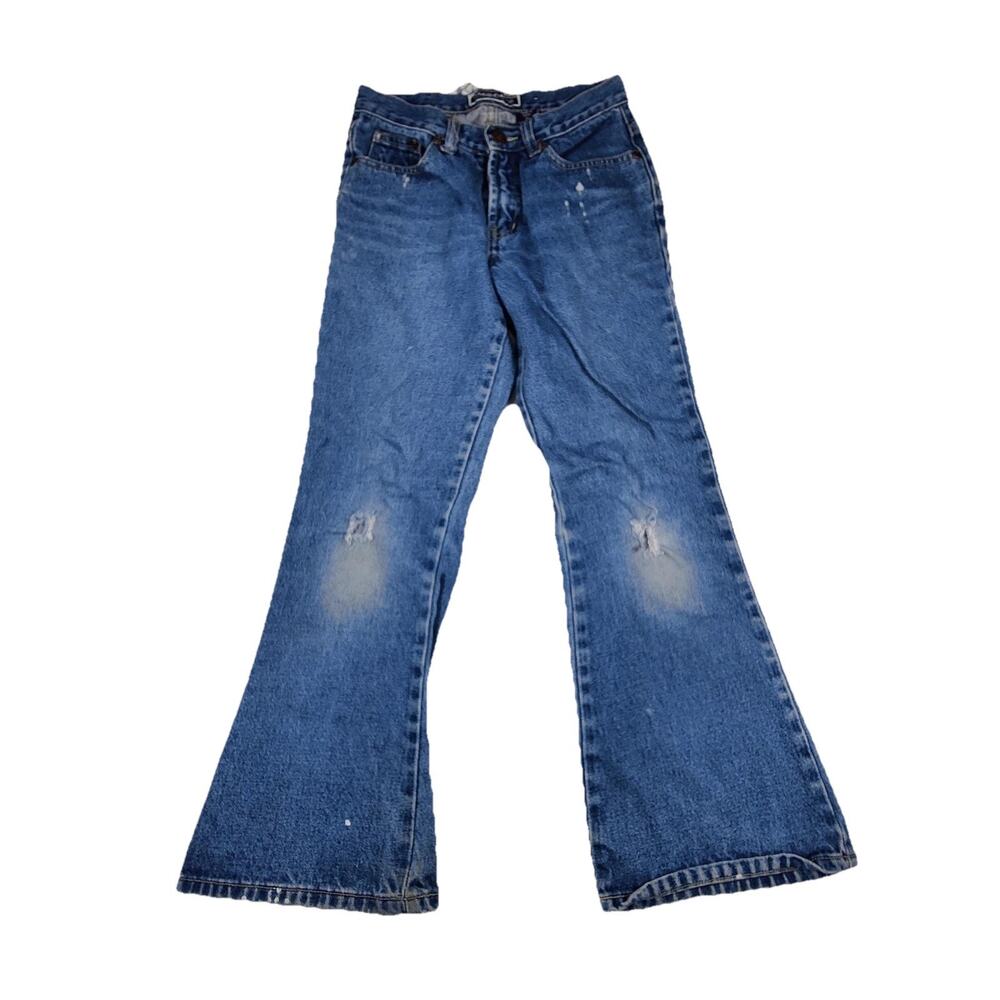 Limited Too Flare Jeans Girls 10 Blue Distressed Regular Denim Y2K 25x25.5